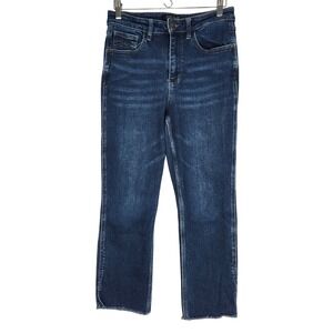 Judy Blue Cropped Straight Leg Jeans Dark Wash Raw Hem JB88375DK Size 7/28